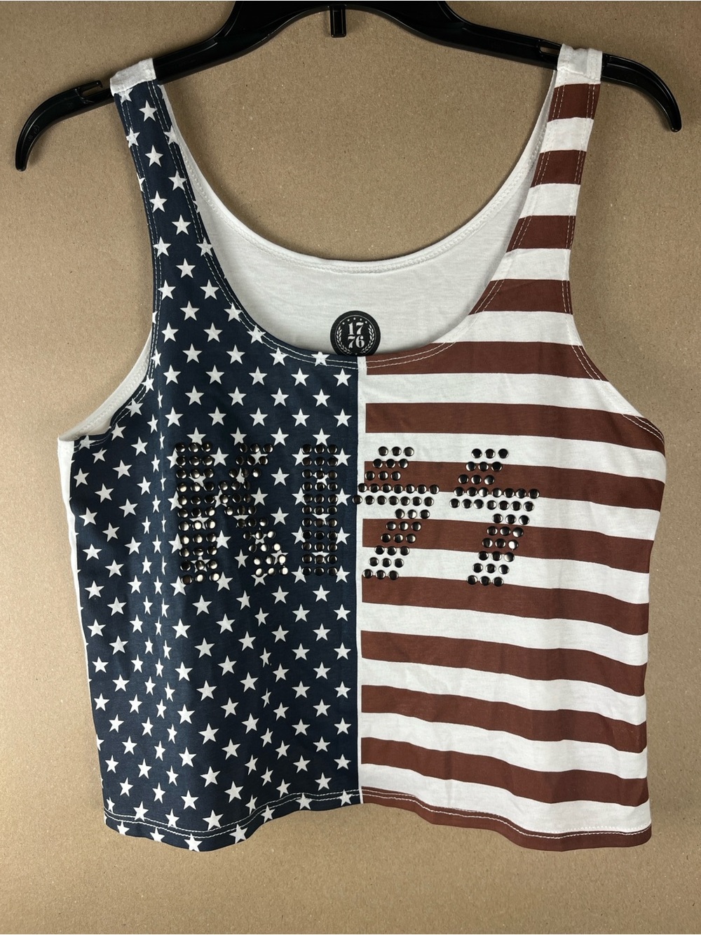 NWT American Flag 4th of July Crop Tank Top Patriotic American Size S